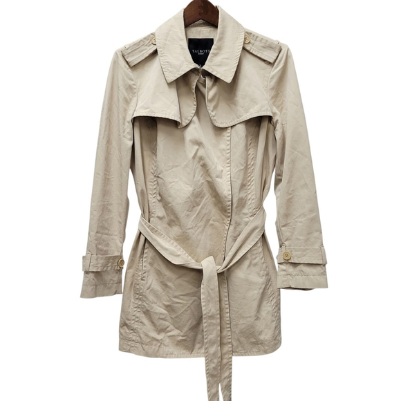 Talbots Women's Front Tie Long-Sleeves Center Vent Trench Coat Jacket Size 12 - Picture 1 of 14